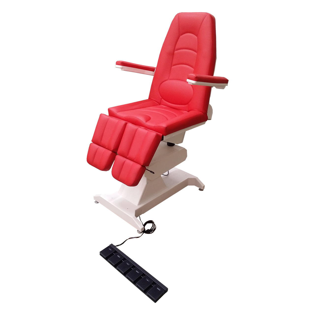 Кресло процедурное с электроприводом ФП-3, с газлифтами на подножках, с ножной педалью управления.